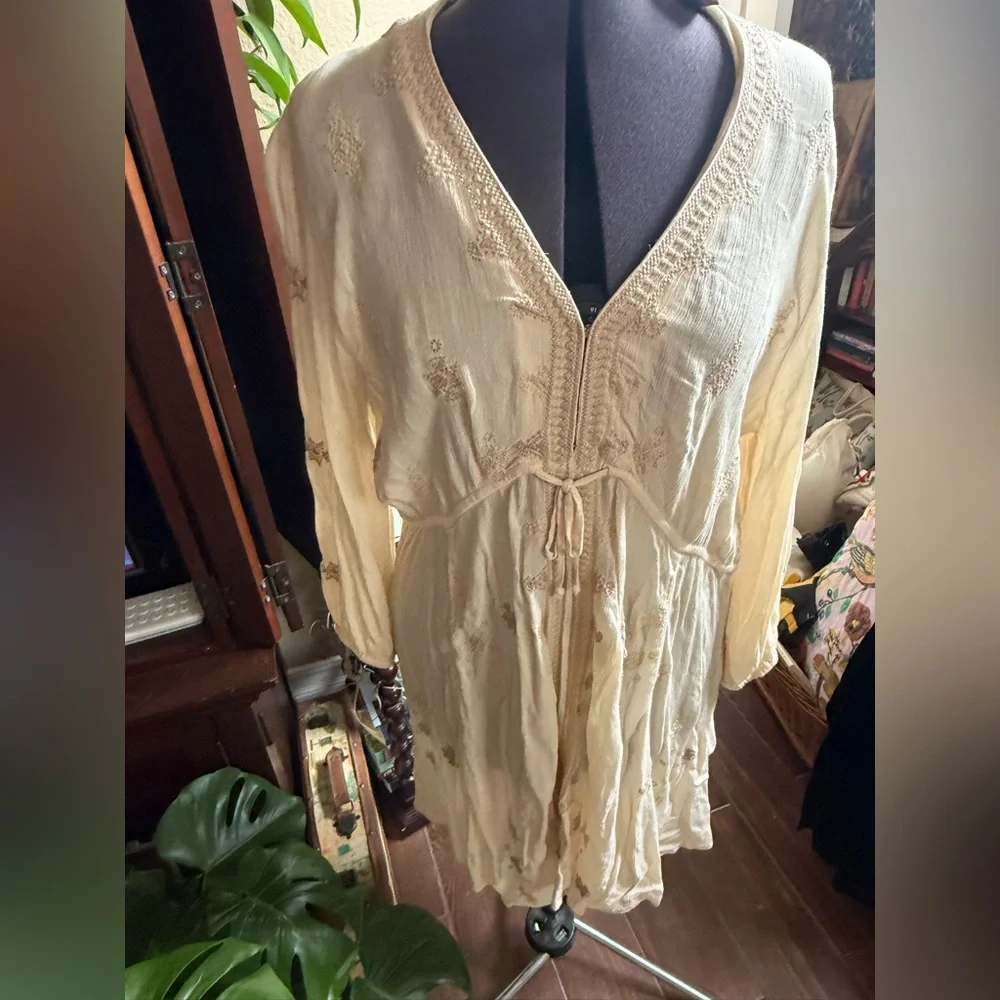 Free People Cream Mini Dress - Picture 1 of 7